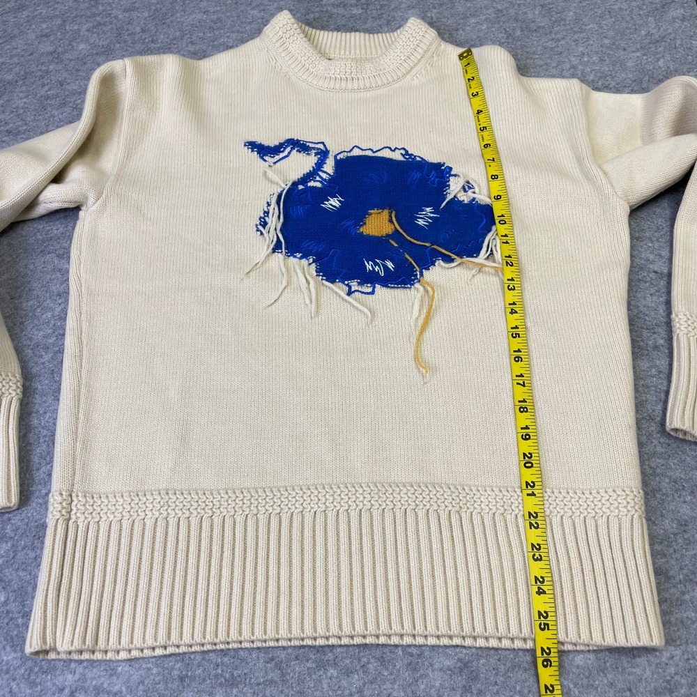 ADER Error Ivory Wool Knit Bluessom Flower Sweater Size A2 FW2020 - Picture 16 of 16